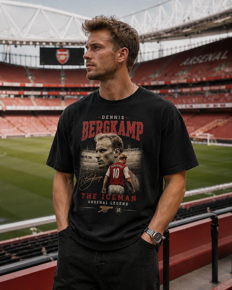 Dennis Bergkamp Arsenal Shirt 10 The Iceman Legend Retro Football Tee Vintage Highbury Icon Gift Jersey 3XL