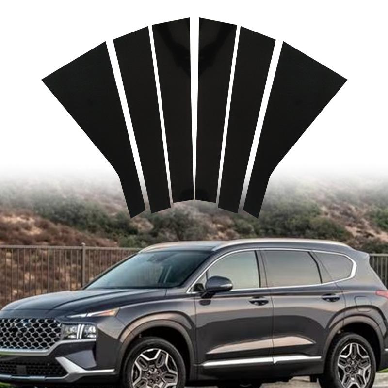 6Pcs Window Trim Cover Stickers Decoration Exterior Side Door Pillar Posts Car Accessories Fit For Hyundai Santa Fe 2019-2023