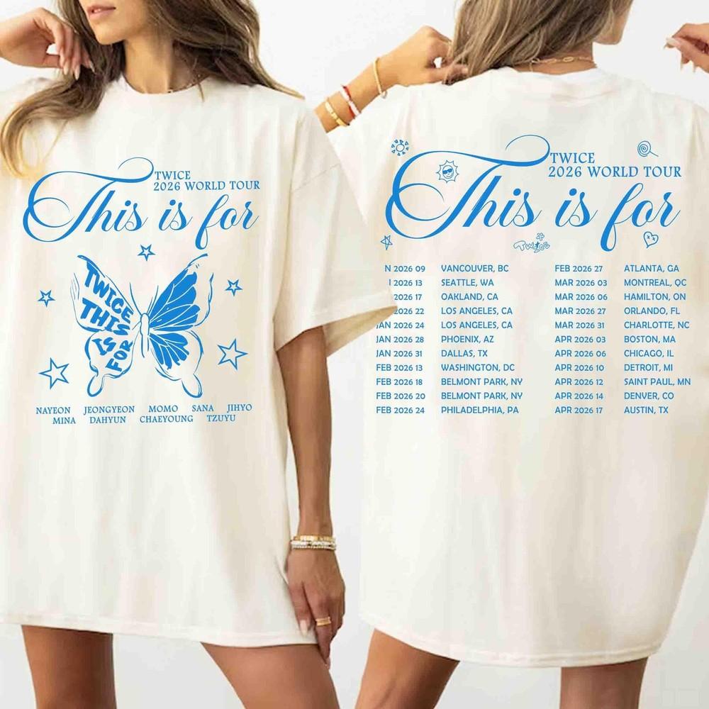 Twice 2026 Welttournee 2-seitiges Weißes Kurzarm-Remake-T-Shirt NH26040