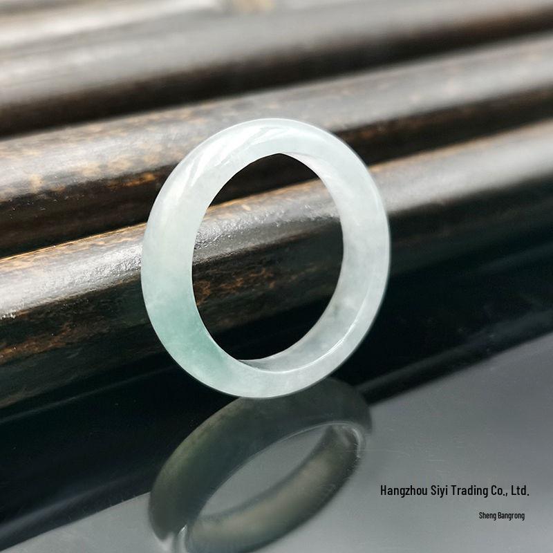 Icy Green Floating Flower Jade Ring for Men and Women - Thumb or Pinky Band