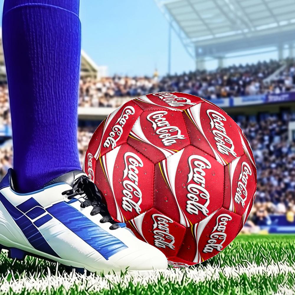 Coca-cola Artwork Design Size 5 Soccer Ball, Suitable for Training and Matches, High-Elasticity, Wear-Resistant Material Gift for Fan