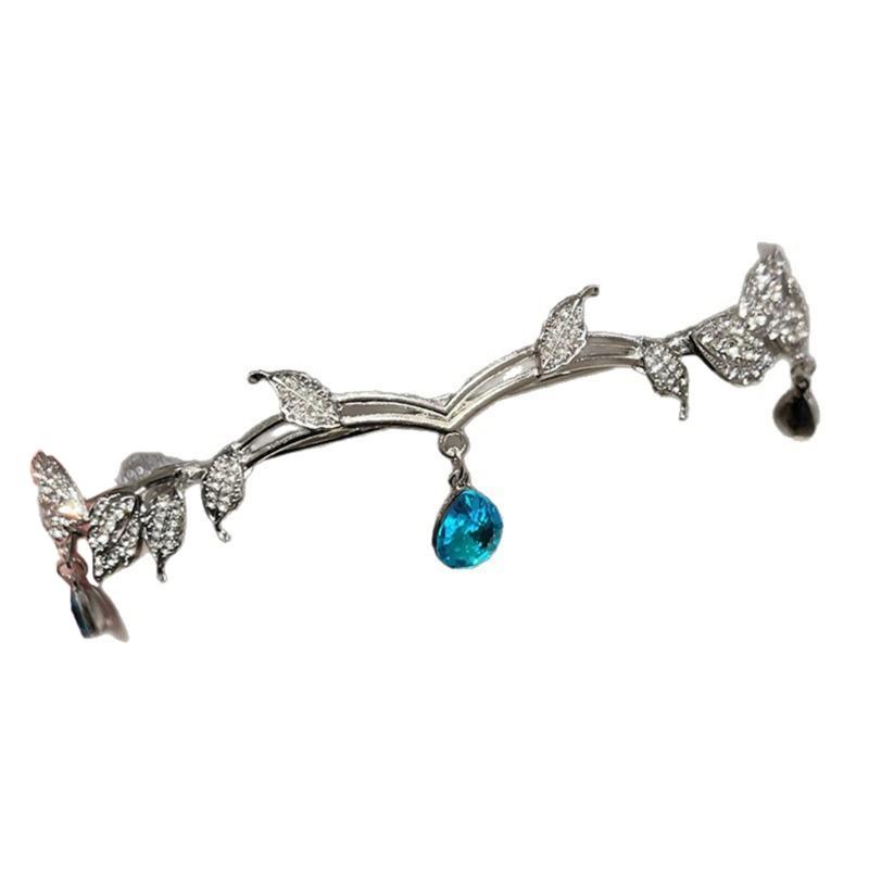 Sparkling Rhinestones Tassels Headbands with Leaf and Teardrop Design for Women Adjustable Size Lightweight Hair Accessory