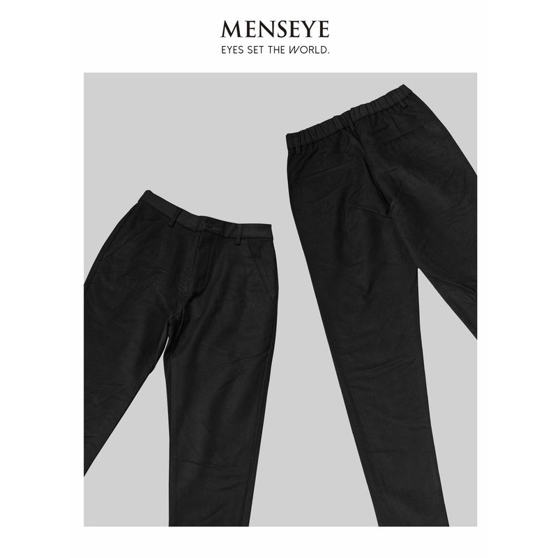 Menseye Men's Casual Pants, Striped Autumn and Winter Thickened Warm Slim-Fit Business Dress Pants, Versatile for Commuting