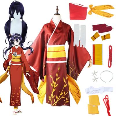 Anime Bungou Bungo Stray Dogs 4 Izumi Kyouka Cosplay Kimono Elbise Yukata Cadılar Bayramı Kyouka Peruk Takunyalar Aksesuarlar Kıyafet Kostümler