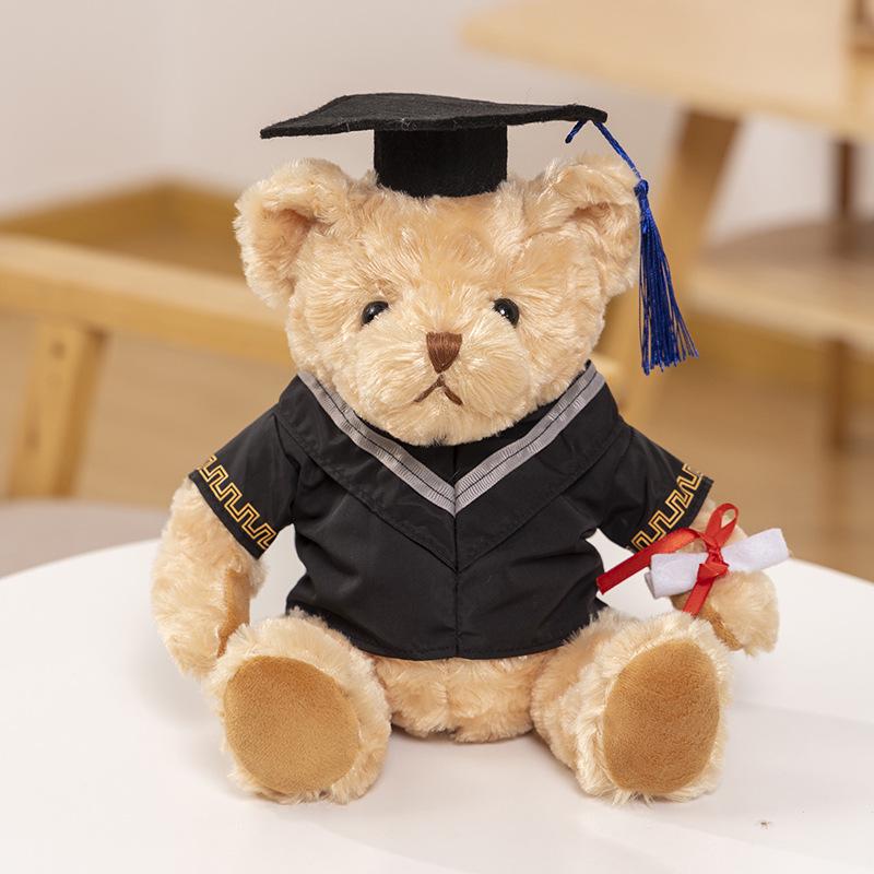 

Graduation Doctor Bear Plush Toy with Custom Logo and Hat - Commemorative Teddy Bear Gift 25 cm