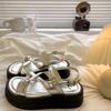 2025 summer new Korean version versatile non-slip beach Roman shoes silver niche muffin platform open-toed sandals women