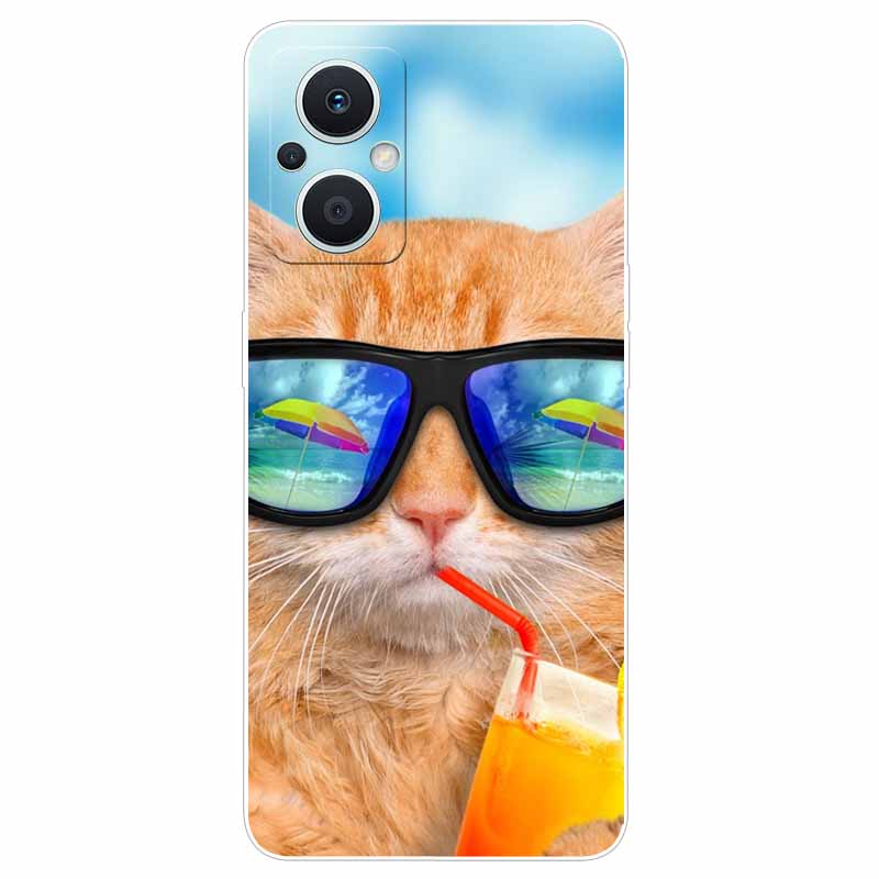 Soft Case for Reno8 Lite Cover Print TPU Silicone Clear Funda Cases for OPPO Reno 8 Lite 5G Case Reno8Lite Slim Landscape Cat