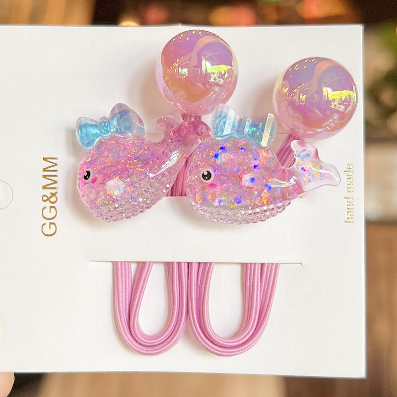 Hot Selling Kids Hair Elastics1pcs Cartoon Whale Design High Stretch Ponytail Holders Non Damage Soft for Toddler Girls