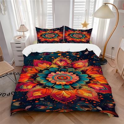 3pcs Floral Mandala Soft Comfortable Bedding Set, For Bedroom, Guest Room And Dorm, All - Season Use, High-Definition Printing146