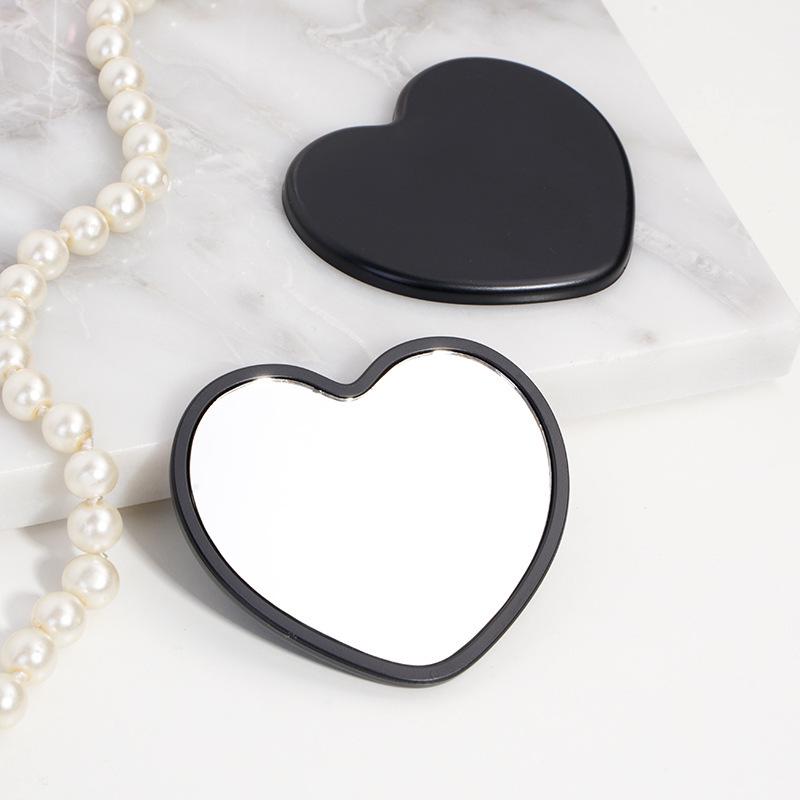 Minimalist Heart-Shaped Pocket Vanity Mirror - Portable Handheld Makeup Mirror for Dorm and Travel