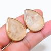 Natural Dendrite Opal Gemstone Brass Jewelry Earring 1.18" RE-6
