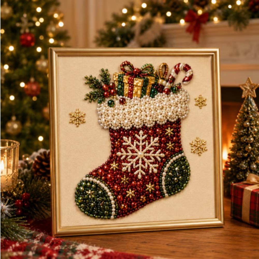 Stressabbauendes Weihnachts-Perlenkunst-Set Weihnachtsmann 3D Perlen-Kunst-Set Heimwanddekoration