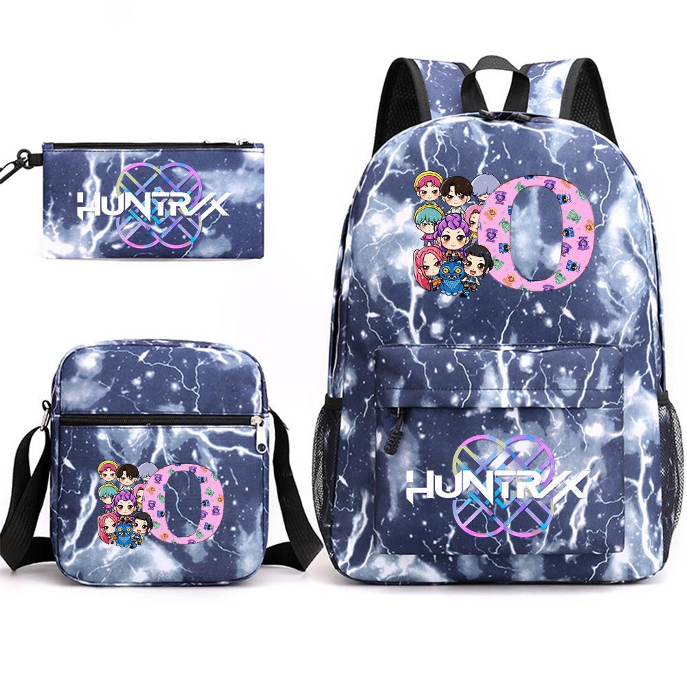3Pcs/set 26 English Letter Printed Large Capacity Bookbag Backpack with Shoulder Bag Pencil Case for Teenager Student Boy Girl School Bag Kid Gift