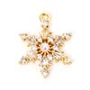1 Piece Brass Christmas Charms 18K Gold Plated Christmas Snowflake Clear Cubic Zirconia Pendants For DIY Jewelry Making Findings