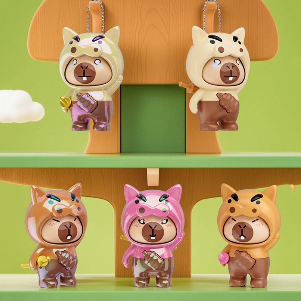 

With Keychain Capybara Face Changing Toy Press Face Changing Toy Pendant Christmas Dolls рожевий