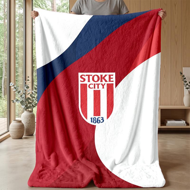 Coperta in Flanella con Stampa Stoke City, Coperta Morbida Calda Leggera per Divano Letto Campeggio