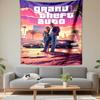 GTA Vice City Couple Guns Cars Purple Pink Gamers Decorative Wall Tapestry for Bohemian Home Wall