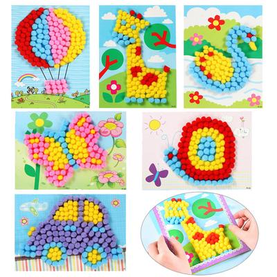 2PCS Pom-pom Painting Household Handmade DIY Handicrafts Desktop Wall Decoration Various Patterns Cute Cartoon Drawing TMZ