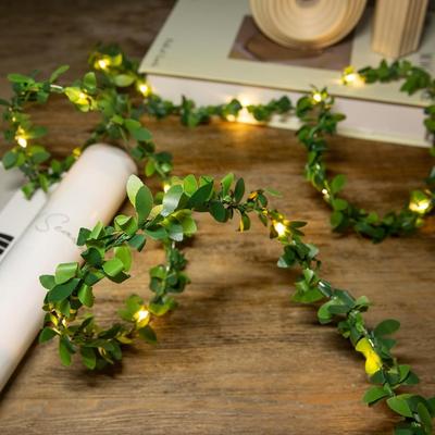 2M Eucalyptus Leaf LED Light Versatile Artificial Vine Leaf Bundle Fake Plant Simulation Foliage for Home Hanging Wedding Decor
