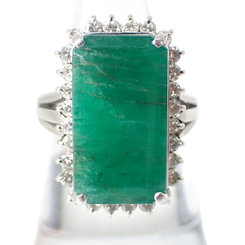 

[Used] Pt900 emerald/diamond ring / size 13 / g504-30