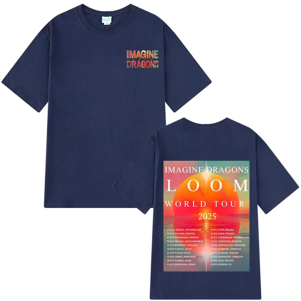 Imagine Dragons Band Loom Tour 2025 T-Shirt Men's Fashion Hip Hop Short Sleeve Oversized Soft Cotton Simple T Shirt Streetwear