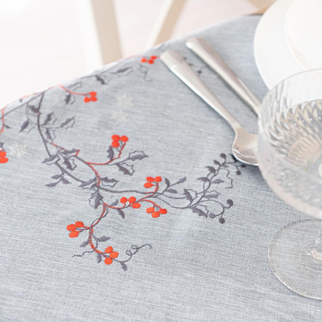 Rowan Sparkle Table Runner with Embroidery Christmas Gray 50X100