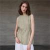 Johnature Round-neck Women Vest Camisole Summer Tie-loose Sleeveless Top Simple Sleeveless Tops
