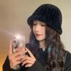 Autumn and Winter Hat Women's Solid Color Versatile Face Small Bucket Hat Winter Warm Plain Bucket Hat