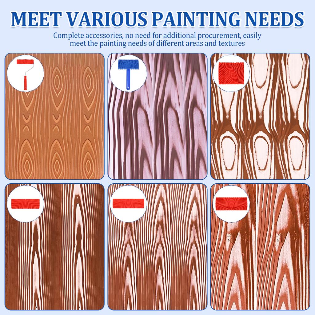 Graining Painting Tool Wood Texture Paint Roller Wood Pattern Tools Wall Room Art Wood Grain Tool for Home Decoration Wall Floor