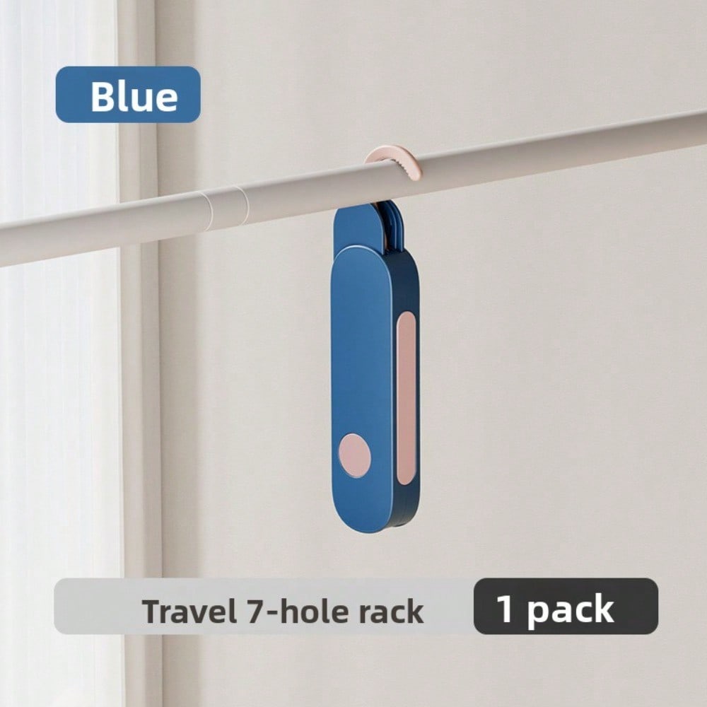 Porte-vêtements Pliant de Voyage Portable à Sept Trous Séchoir Voyage Voyage d'Affaires Hôtel Multi-Fonctionnel Porte-vêtements Artefact bleu