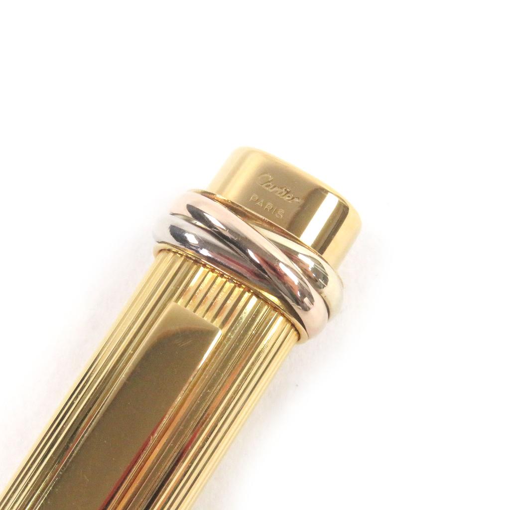 Great Cartier Ballpoint pen Trinity Stripe Pattern Cap Style gold mens Used