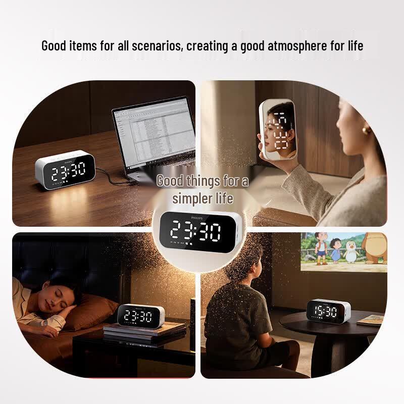 Philips TAS2601 Bluetooth Speaker with Alarm Clock and Mirror Display (CN version)