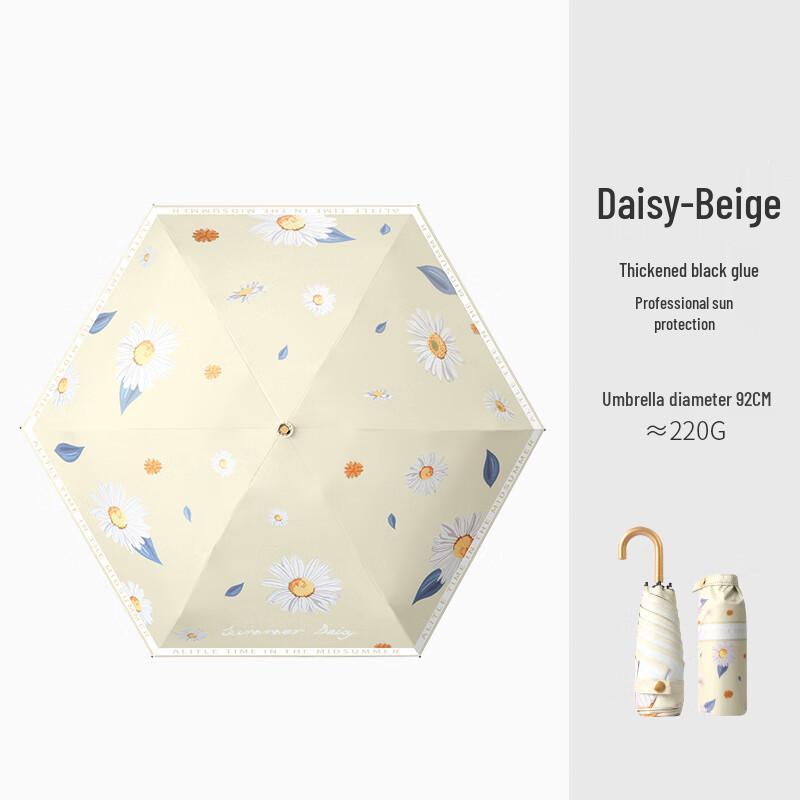 Fengxun Compact Black Glue Folding Sun/Rain Umbrella