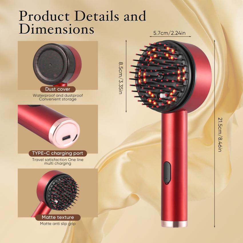 Electric Vibration Massage Comb Red Light Therapy Hair Growth Massage Scalp Brush Anti Hair Loss Liquid Oil Applicator Hair Care