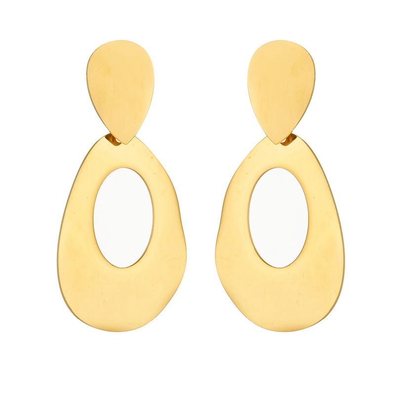 Gold Irregular Drop Earrings Hollow Oval Dangle Earrings for Women
