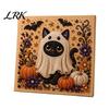 Handmade Autumn Wall Decor Halloween Faux Pearl Art Kit, Cute Ghost Skeleton Painting Room DIY 3D Craft Kit for Adults, Fall Home Diy