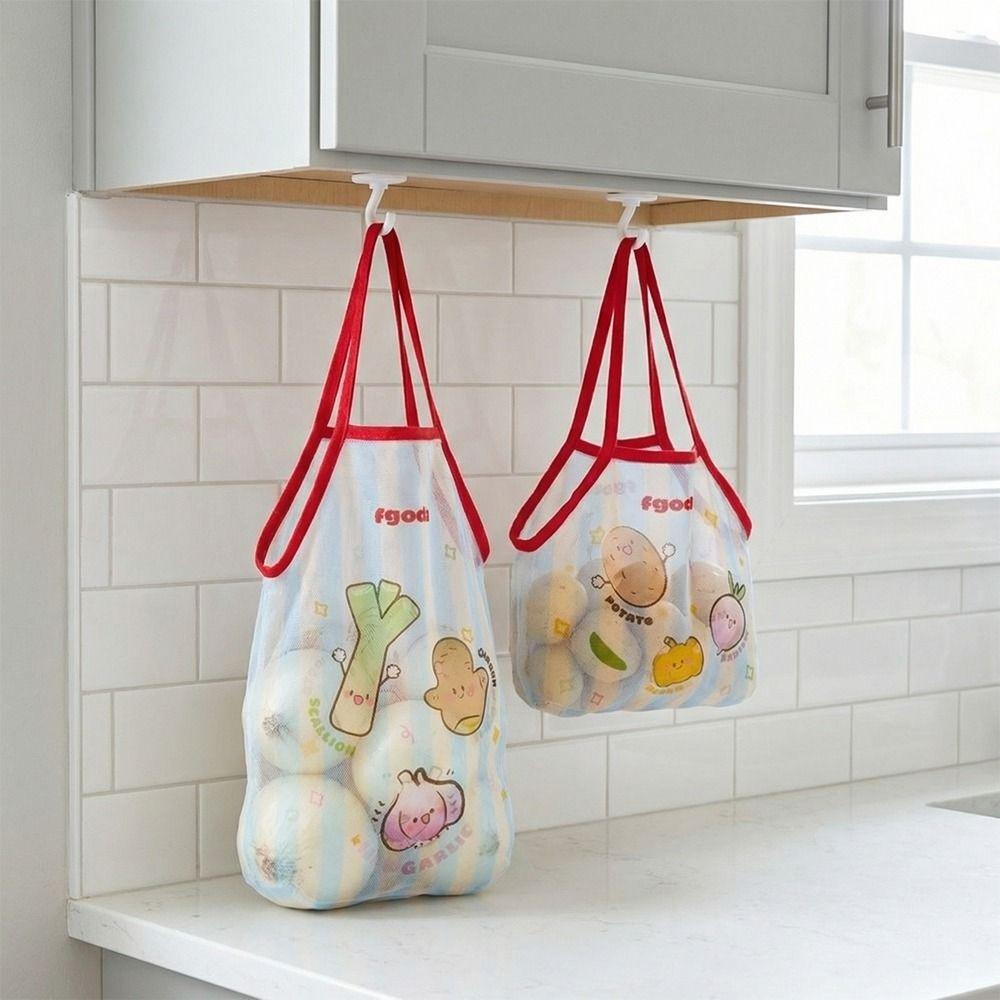 Breathable Kitchen Hanging Bag Cartoon Storage Mesh Bag  Ginger Garlic Potatoes Onions