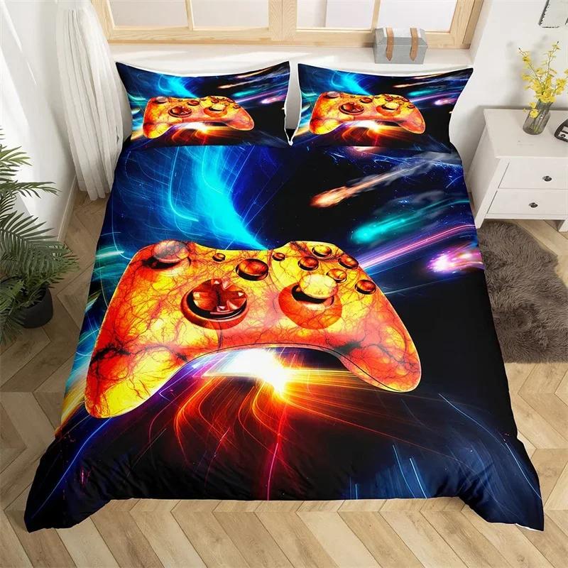

Comforter Video Game Controller King Gamer Bedding Set Single For Boys Girls Teens Player Microfiber Gaming Comforter Comforter (quilt)-EU Single(135*200cm)3pcs