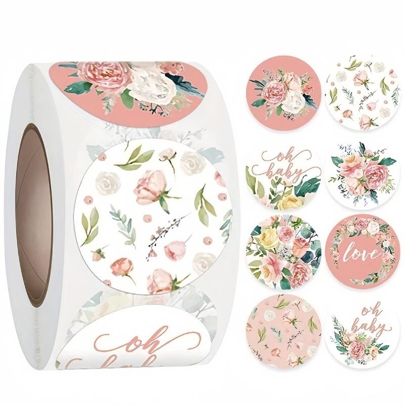 500pcs/Roll Flower Pattern Thank You Stickers, Waterproof Adhesive Labels For Gift, Packaging, And Box Sealing