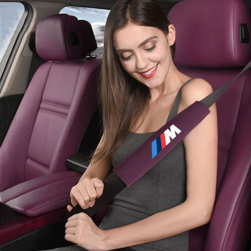 MZFK7 Car Shoulder Cover Cushion Seat Belt Pad Auto Pad For BMW M Power X1 E84 X3 F25 X5 E53 X6 E71 Ix3 I3 320i 330d M4 1 3 5 Series