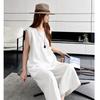 Women's Linen Blend Lace Patchwork Two-Piece Set