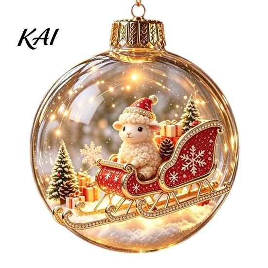 Decorative Hanging Balls Glowing Christmas Story Ornament, Light?Up Mini Holiday Scene Ball with Warm Living Room Ornaments LED Light, Clear Plastic