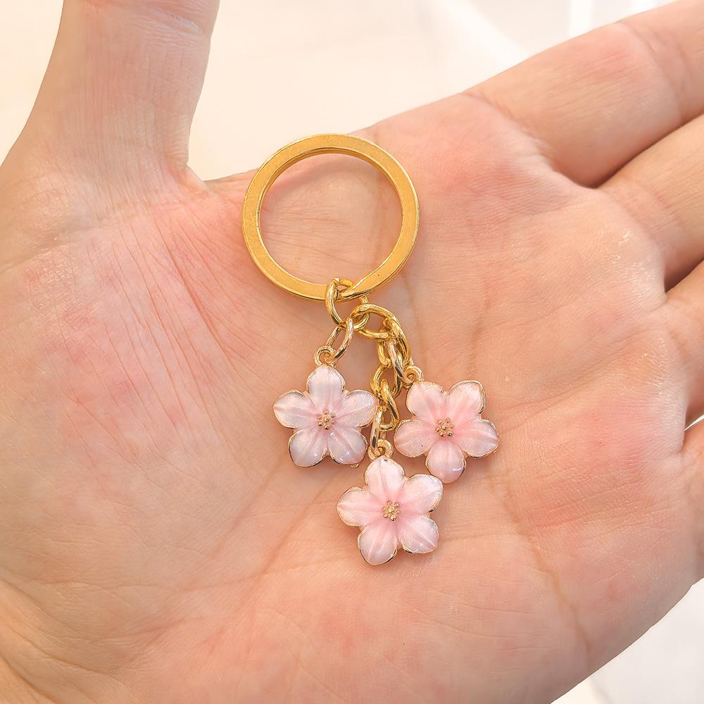 Cherry Blossom Keychain Simple Flower Pendant for Phone and Bag Decoration Couple Family Keychain Pendant