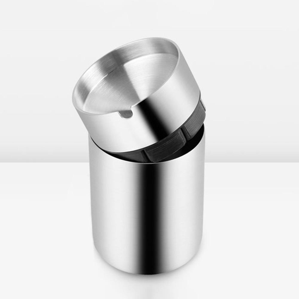 Stainless Steel Car Ashtray Automatically Extinguished Cigarette Smokeles Holder