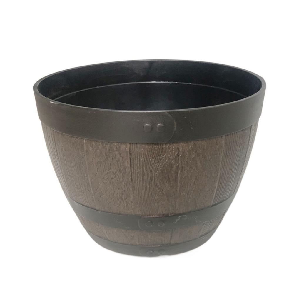 Breathable Round Flower Pot No Deformation Flower Bucket Ornament Simulation Wood Barrels  Yard
