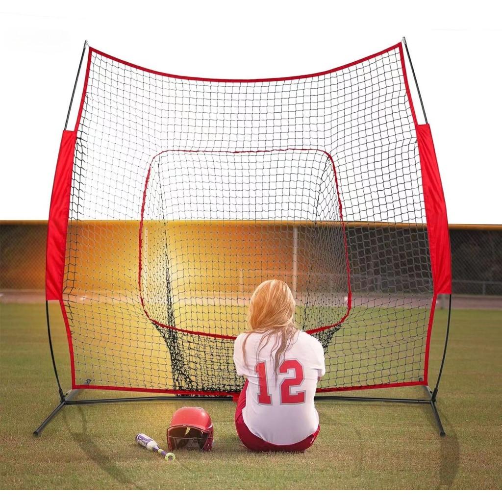 Collapsible Baseball & Softball Practice Net Hitting & Pitching Practice Frame Outdoor Portable Baseball Training Supplies