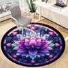 1pc Lotus StainedGlass Office Round Area Rug, Under Office Chairs Bedroom Living Room Home Decor, Room Deco