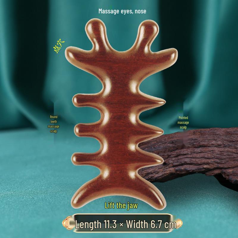 Sandalwood Air-Cushion Meridian Massage Brush for Abdominal and Liver Stimulation