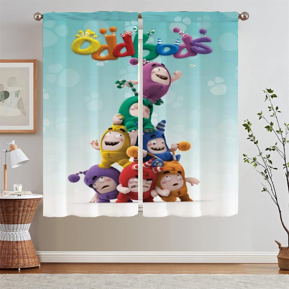 Oddbods Podwiązki do zasłon zaciemniających Zasłony do sypialni 2 sztuki Zasłona zaciemniająca do pokoju dziecięcego Rolety okienne Parawan Loki Dom