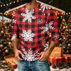 Men's Casual Raglan Three-Quarter Sleeve Shirt with Christmas Print